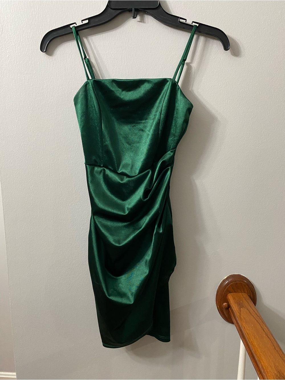 Emerald Sundae Deep Green Satin Midi Slip Dress